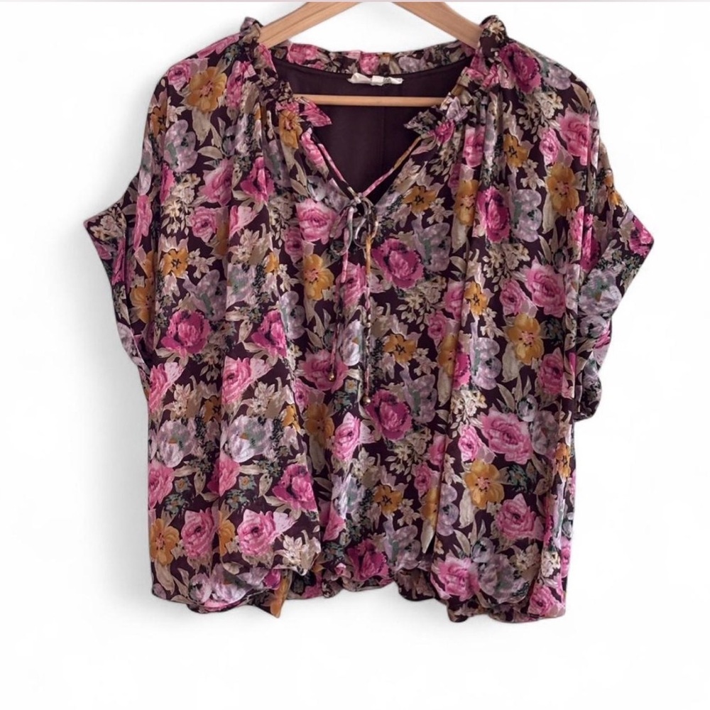 Floral Boho Peasant Blouse Size S